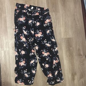Black Pants with Floral Design
